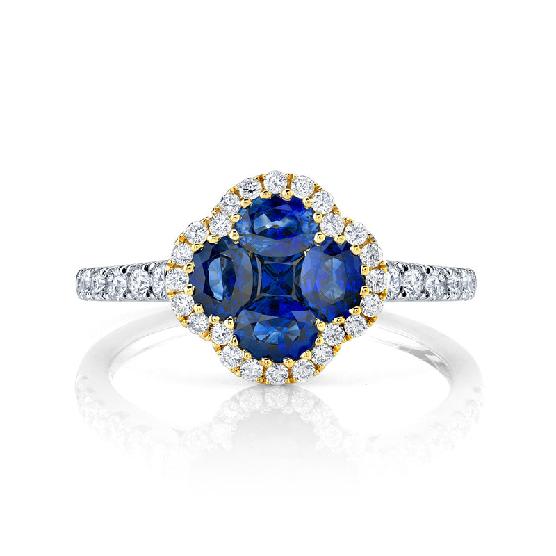 18kw Gold Blue Sapphire & Diamond Ring