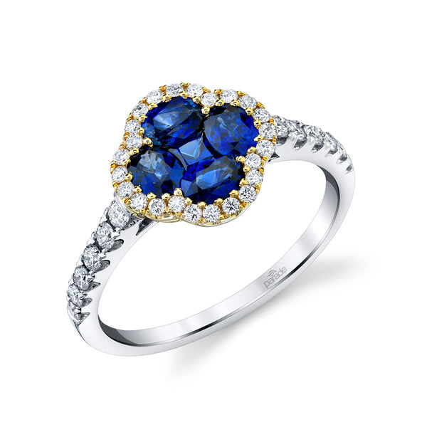 18kw Gold Blue Sapphire & Diamond Ring