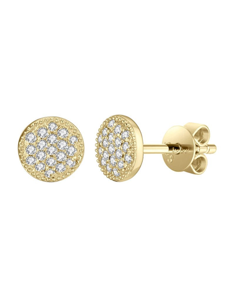 Pave Lightning Bolt Stud Ear Piercing 14K Gold | Musemond
