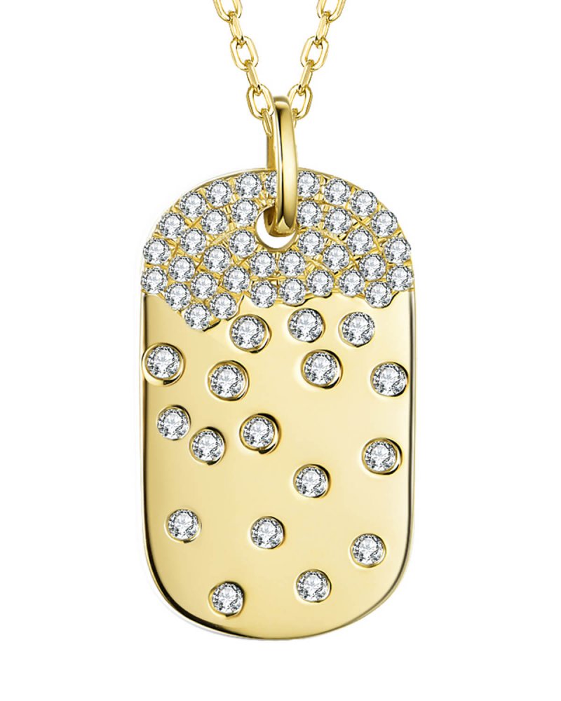 14ky Scattered Diamond Dog Tag Shape Necklace – Dempsey & Baxter