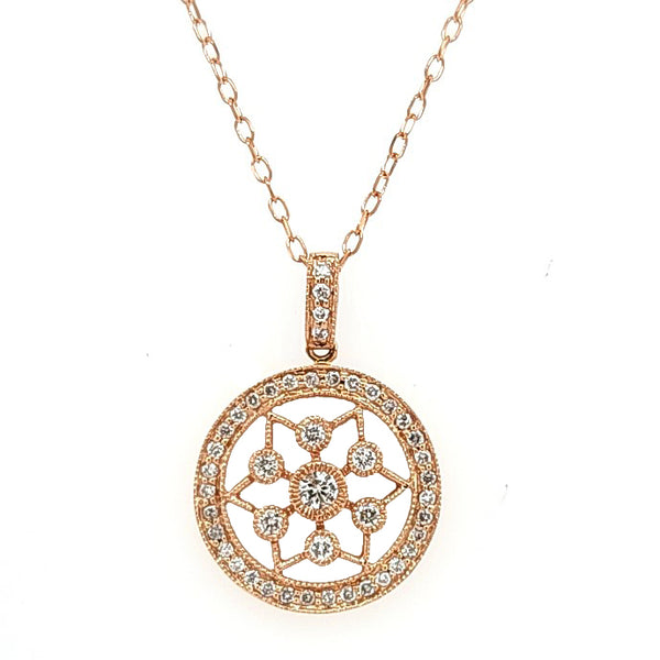 14k Rose Gold Diamond Star/Circle Necklace