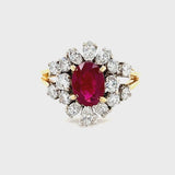 ESTATE 18K Two-tone Gold Ruby & Diamond Ring