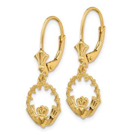 14ky Gold Claddah Dangle Lever Earrings