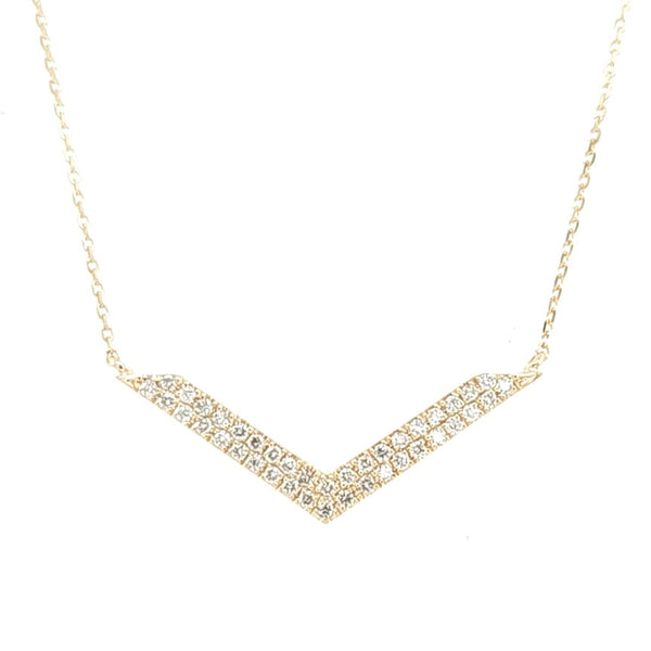 14ky Gold Chevron Shaped Diamond Necklace
