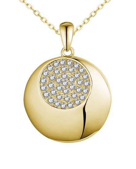 14ky Gold Pavé Diamond Circle Necklace