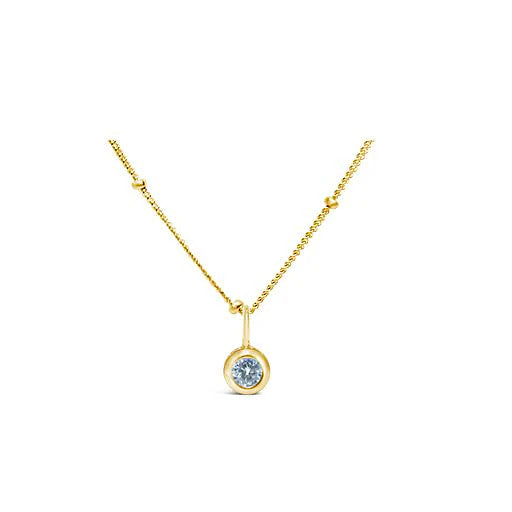 Gold Plated Sterling Silver Bezel Set CZ Necklace