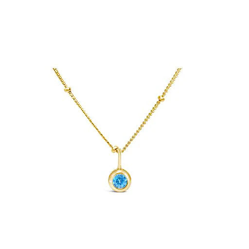 Gold Plated Sterling Silver Bezel Set Zircon CZ Necklace