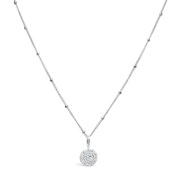 Sterling Silver Pavé Disc Charm and Chain Necklace