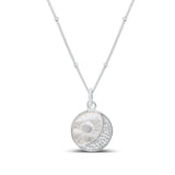 Sterling Silver Mother of Pearl and CZ Sun and Moon Necklace