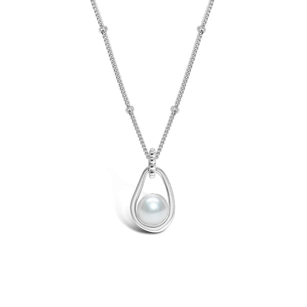Sterling Silver Cradled Baroque Pearl Necklace