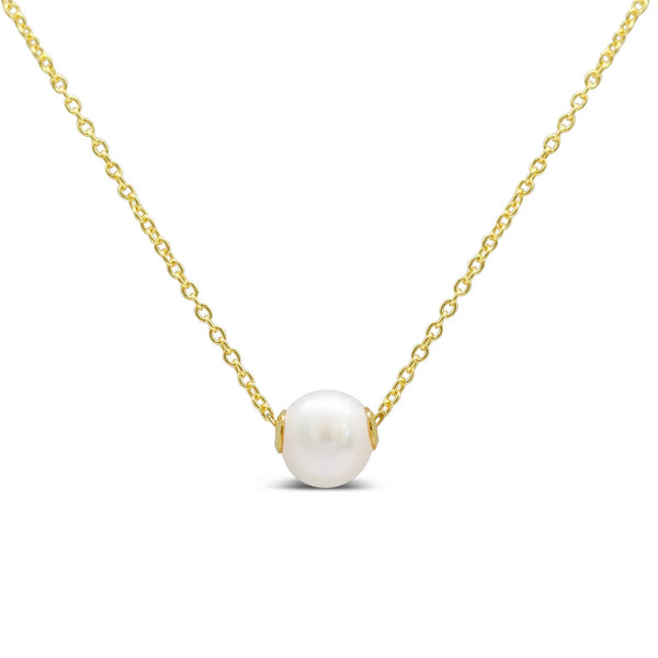 Gold Plated Sterling Silver Itty Bitty Pretty Wisdom Pearl Slider Necklace