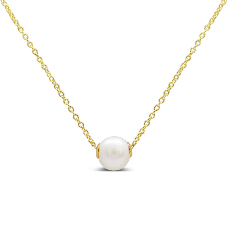 Gold Plated Sterling Silver Itty Bitty Pretty Wisdom Pearl Slider Necklace