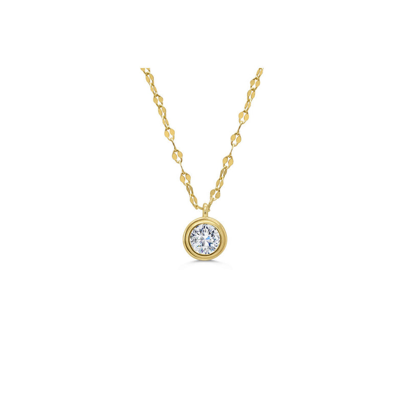 Gold Plated Sterling Silver Mirror Mirror Stepped CZ Bezel Necklace