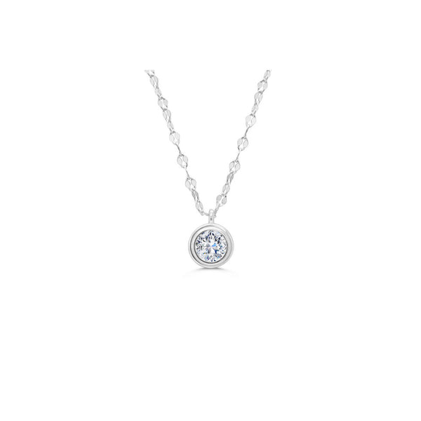 Sterling Silver Mirror Mirror Stepped CZ Bezel Necklace