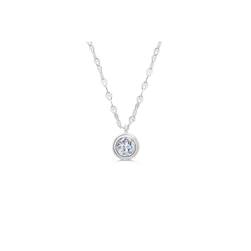 Sterling Silver Mirror Mirror Stepped CZ Bezel Necklace