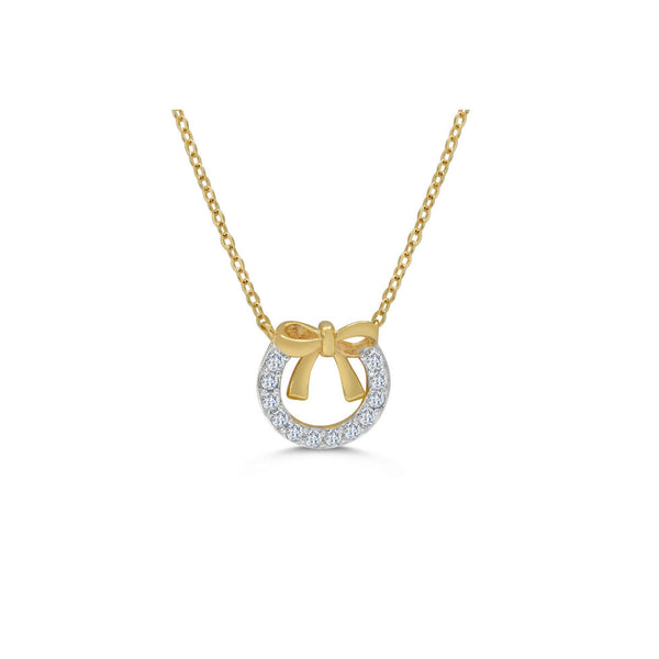 Gold Plated/Sterling Silver Two-Tone Bow Wreath Necklace