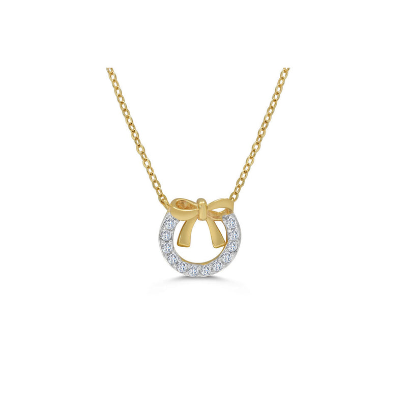 Gold Plated/Sterling Silver Two-Tone Bow Wreath Necklace