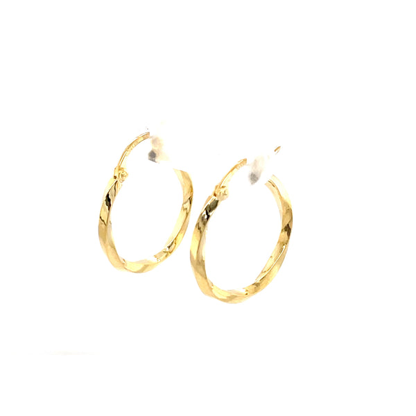 14K Yellow Gold Twist Tube Hoop Earrings