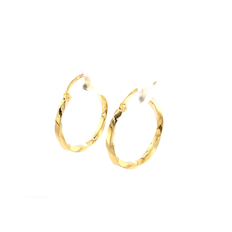 14K Yellow Gold Twist Tube Hoop Earrings