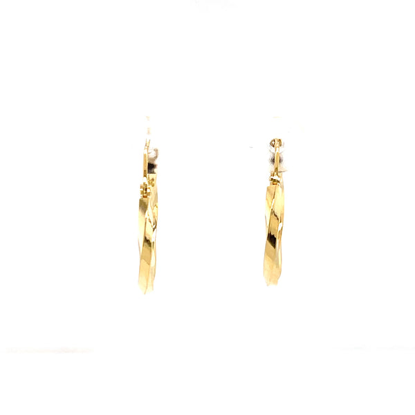 14K Yellow Gold Twist Tube Hoop Earrings