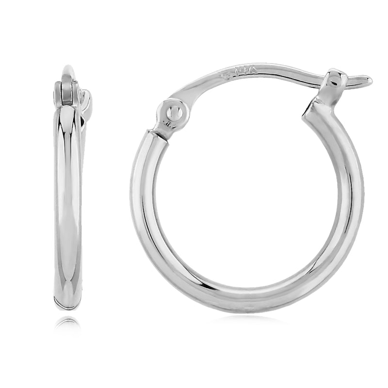 14kw Gold Round Tube Hoop Earrings