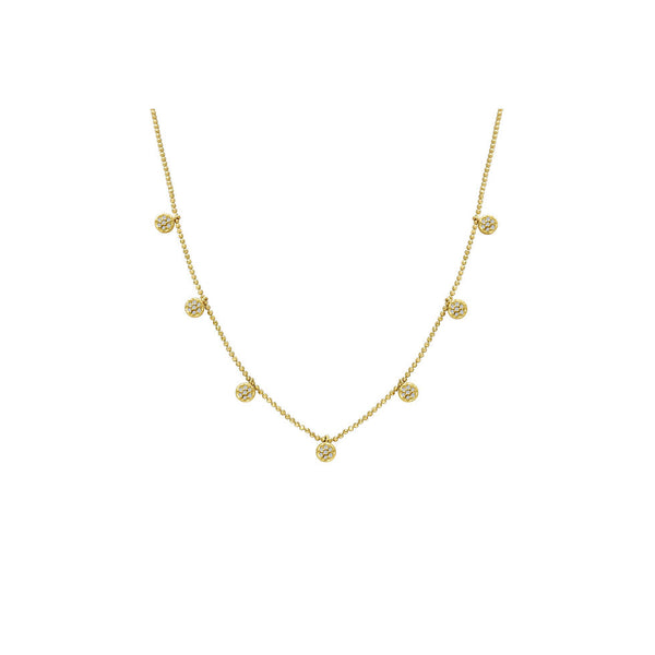 Gold Plated Sterling Silver Dazzling Dangles Pavé Disc Necklace