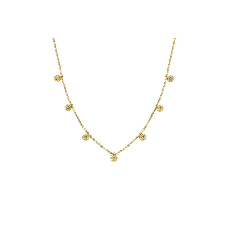 Gold Plated Sterling Silver Dazzling Dangles Pavé Disc Necklace