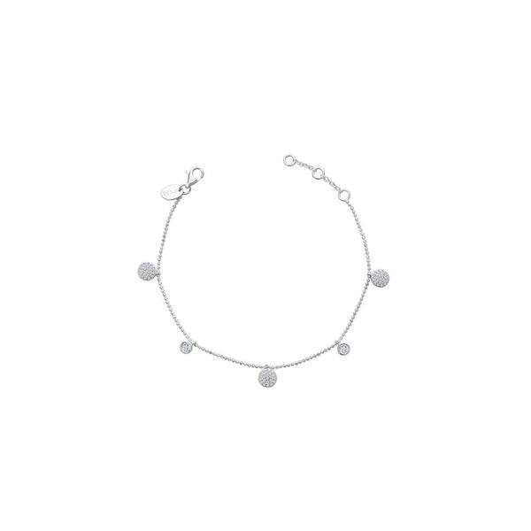 Sterling Silver Dazzling Dangles Pavé Disc & Bezel Bracelet