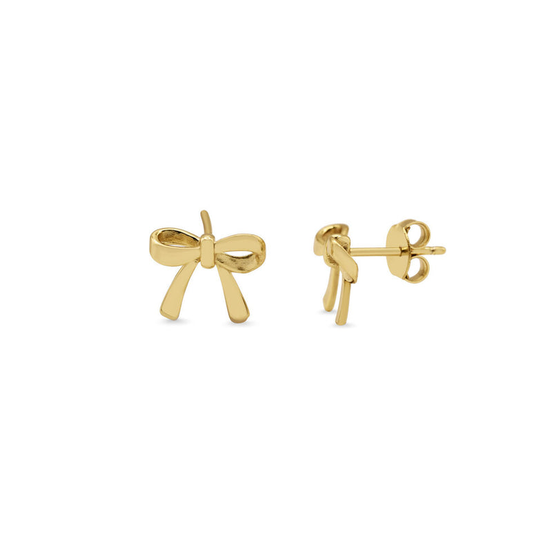 Gold Plated Sterling Silver Bow Stud Earrings