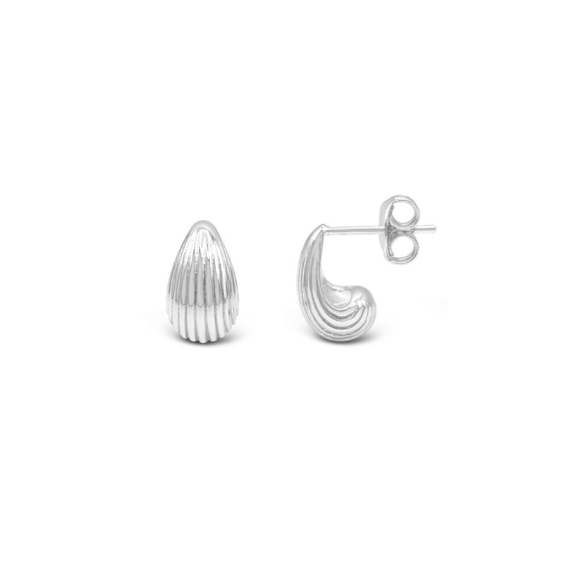 Sterling Silver Fluted Dewdrop Stud Earrings