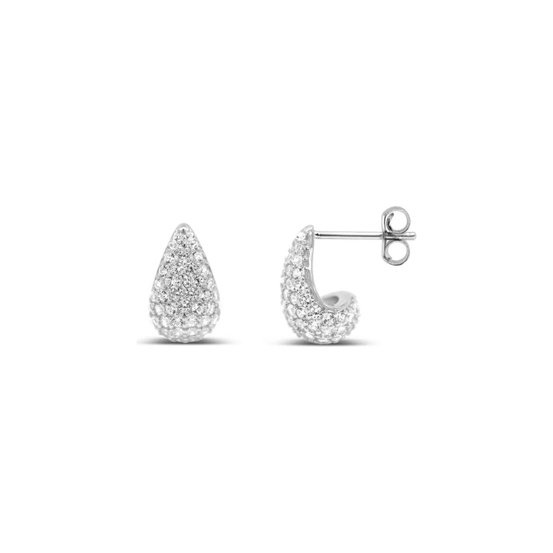 Sterling Silver Pavé Set CZ Dewdrop Earrings