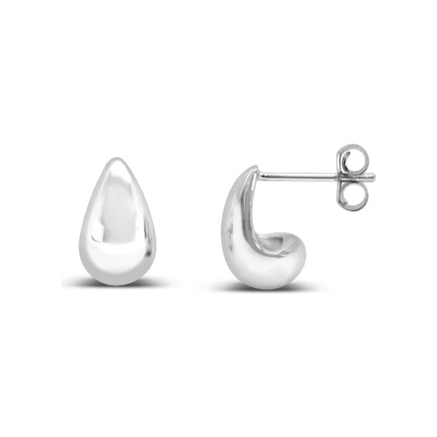 Sterling Silver Plain Dewdrop Stud Earrings