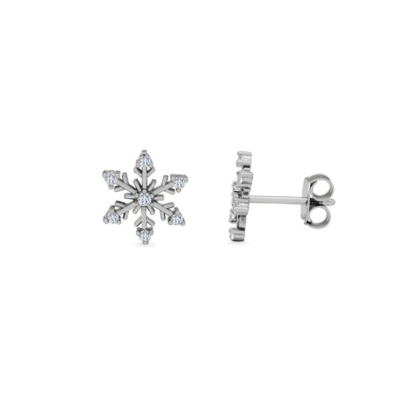 Sterling Silver CZ Snowflake Stud Earrings