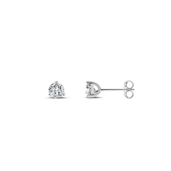 Sterling Silver CZ Stud Earrings – 5mm 3-Prong