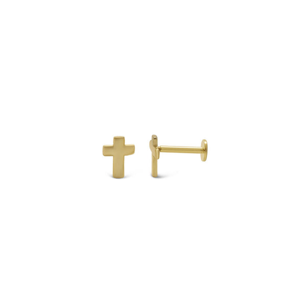 Gold Plated Sterling Silver Plain Cross Stud Earrings