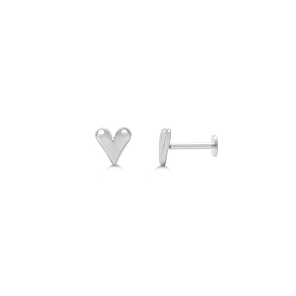 Sterling Silver Deep V Heart Stud Earrings