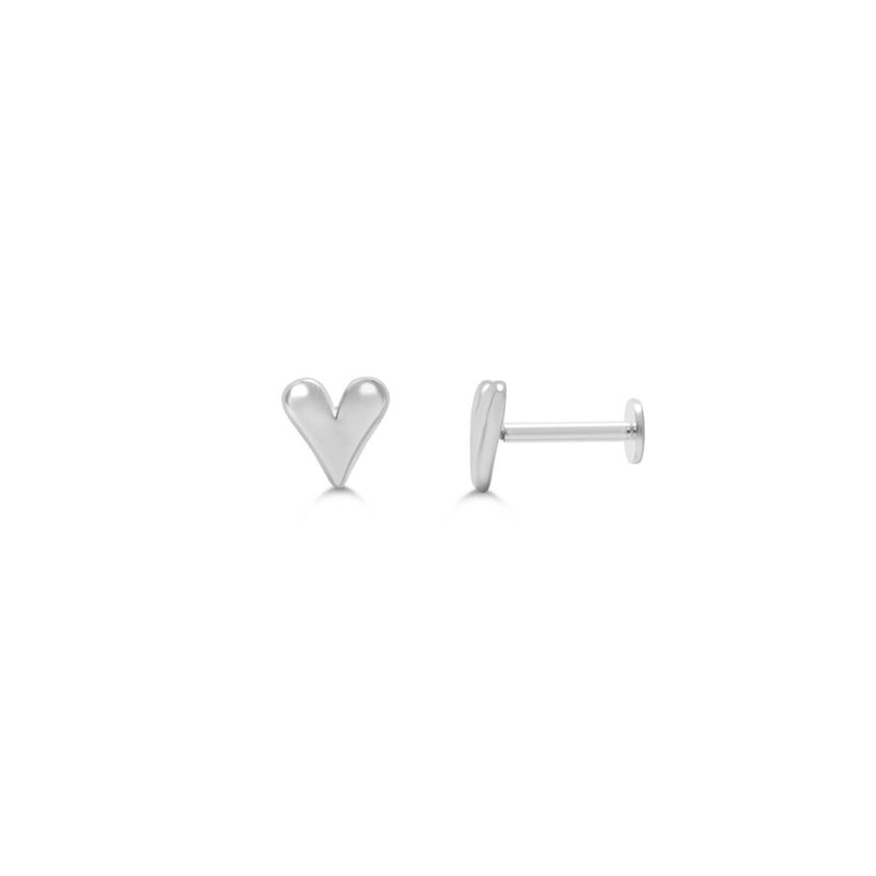 Sterling Silver Deep V Heart Stud Earrings