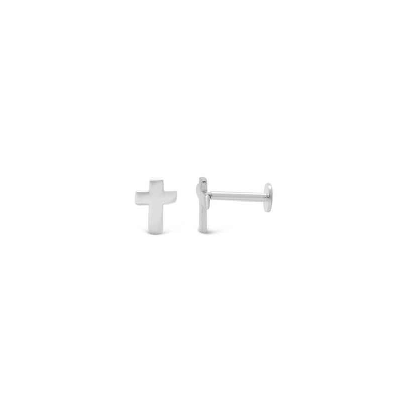 Sterling Silver Plain Cross Stud Earrings