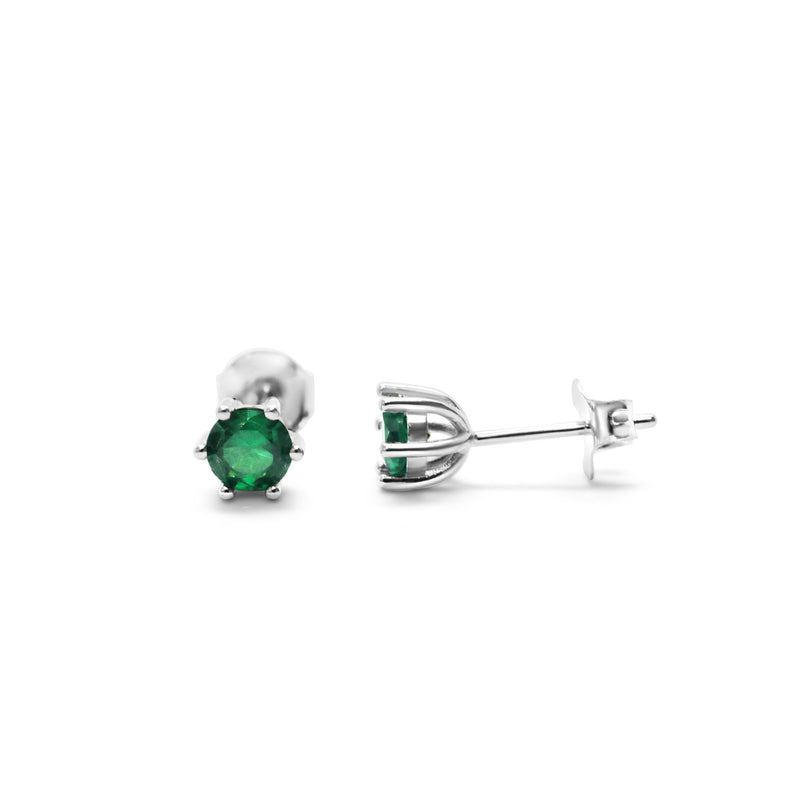 Sterling Emerald Zirconia Stud Earrings