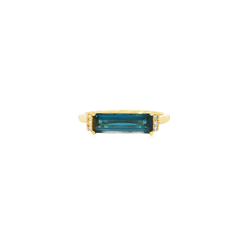 14k Yellow Gold London Blue Topaz and Diamond Accent Ring