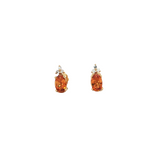 14k Yellow Gold Oval Citrine and Diamond Cluster Earrings