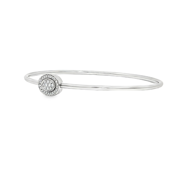 14k White Gold Flexible Diamond Bangle Bracelet