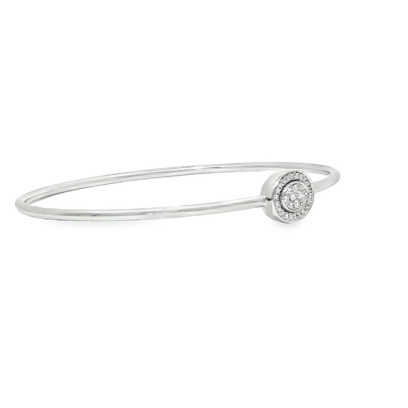 14k White Gold Flexible Diamond Bangle Bracelet