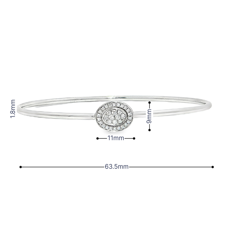 14k White Gold Flexible Diamond Bangle Bracelet