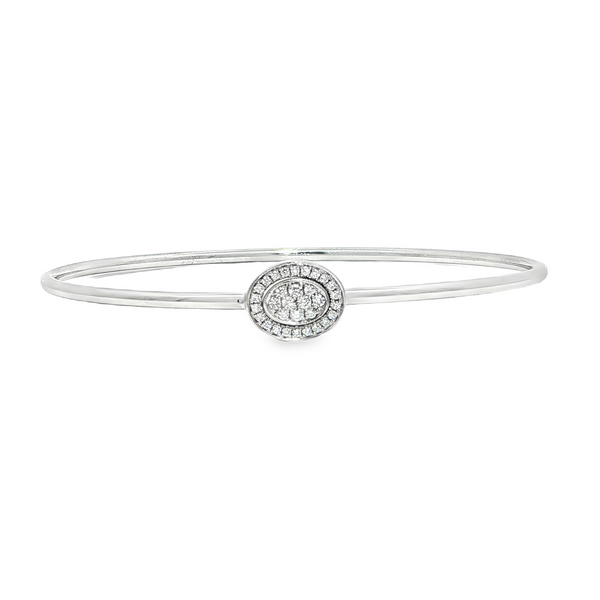 14k White Gold Flexible Diamond Bangle Bracelet
