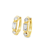 14K Yellow Gold Bezel Set Diamond Hinged Hoop Earrings