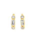 14K Yellow Gold Bezel Set Diamond Hinged Hoop Earrings
