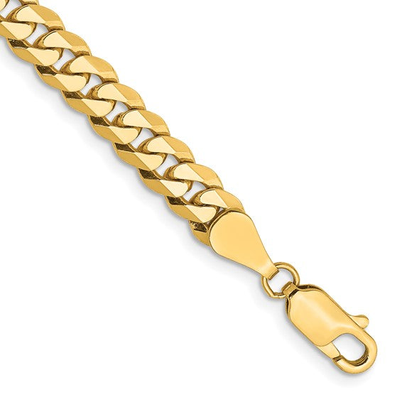 10K Yellow Gold Flat Beveled Curb Link Bracelet – 8 Inch