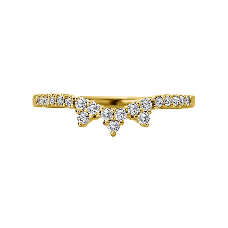 14ky Gold Cluster Diamond Contour Band