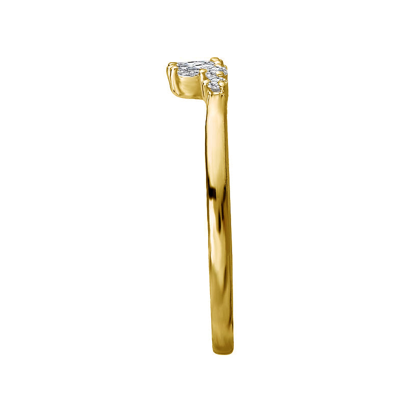 14ky Gold Marquise, Baguette, & Round Diamond Contour Band